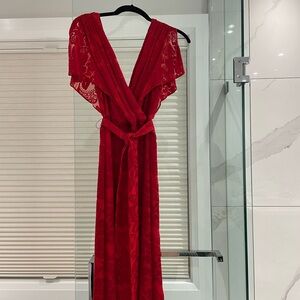 Elegant Red Lace Gown